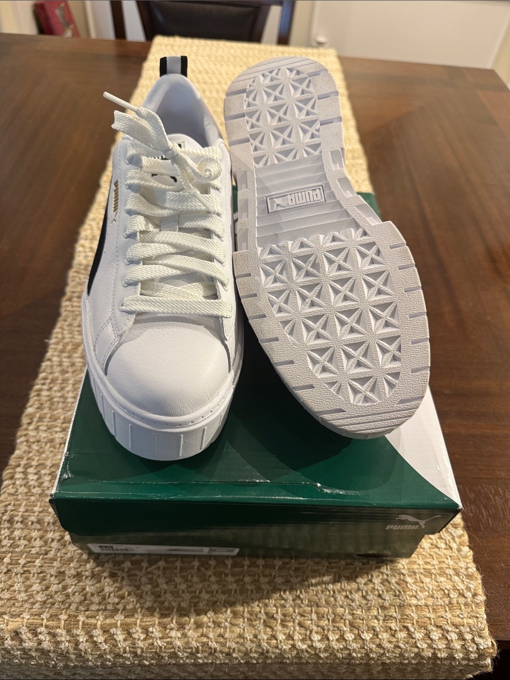 Puma White Sneakers with Black Heel Tab